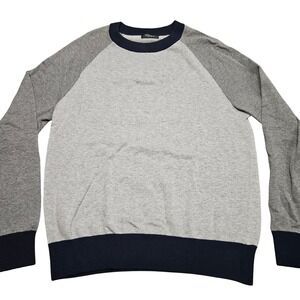 Loops by CV Raglan Sweatshirt Gray Navy Pullover Lightweight Casual Knit
